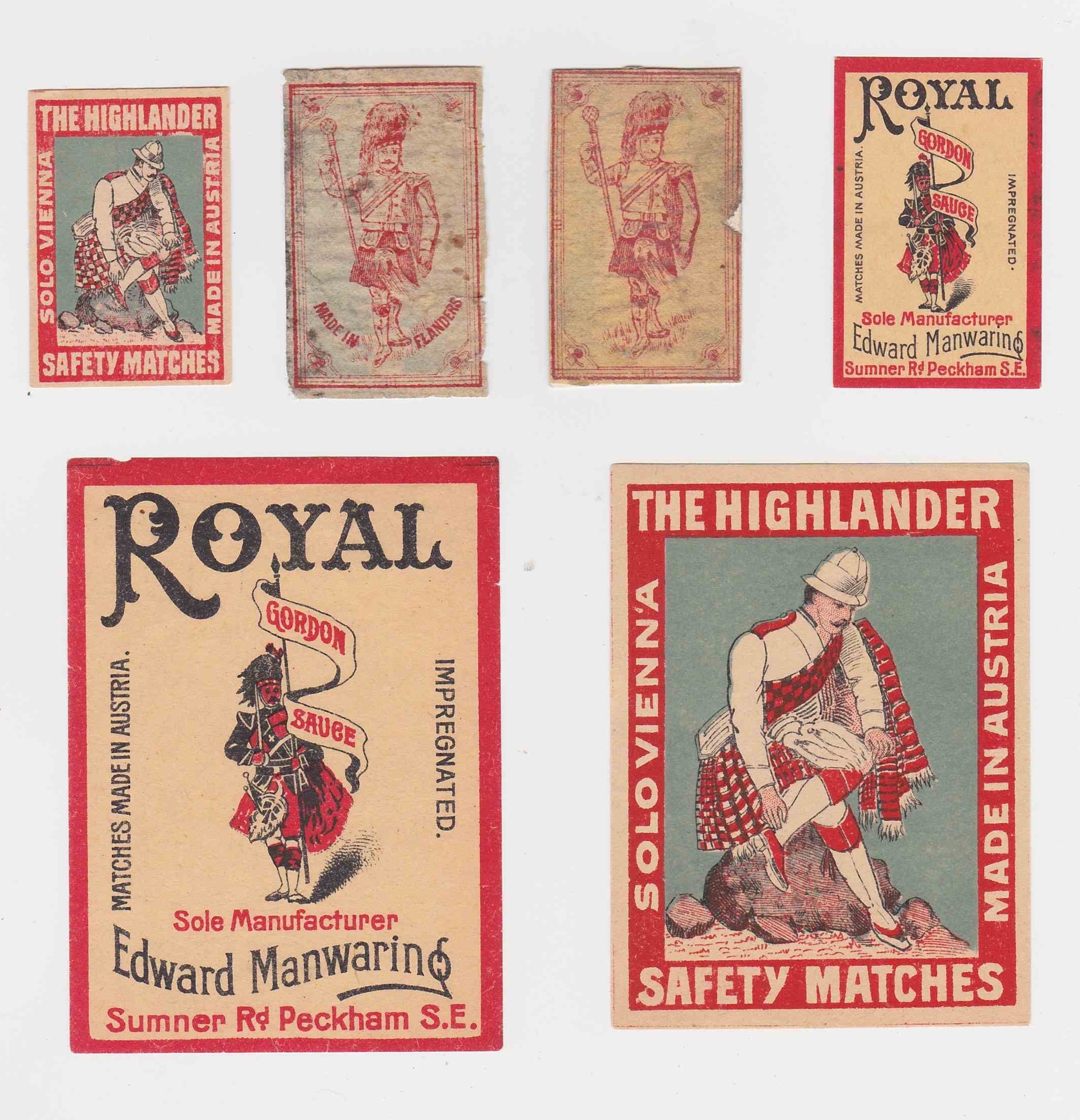 Highlander box and packet labels, Flanders, Belgium and Austria