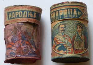 Two complete Scheinost boxes, late 19th century, 5 cm high x 2.5 cm diameter